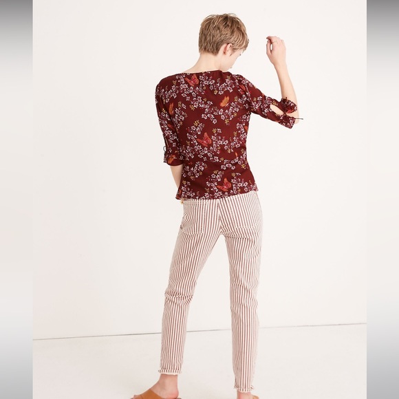 Madewell Tie-Sleeve Wrap Top in Butterfly Sanctuary - Picture 3 of 7